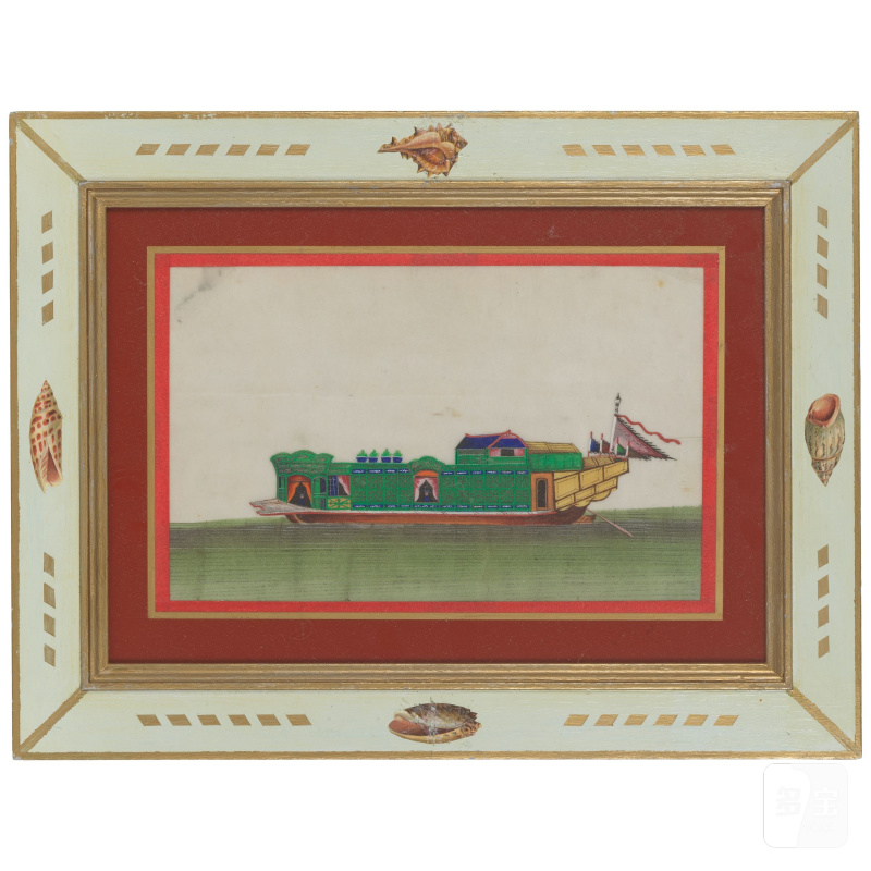 中國畫家 十九世紀 船圖一組十二幅 水粉紙本 鏡框 | CHINESE ARTIST (19TH CENTURY) - 图2